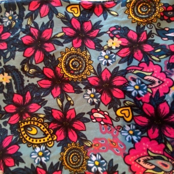 1249 LuLaRoe Leggings Size OS Grey Pink Floral Print New - Picture 3 of 4